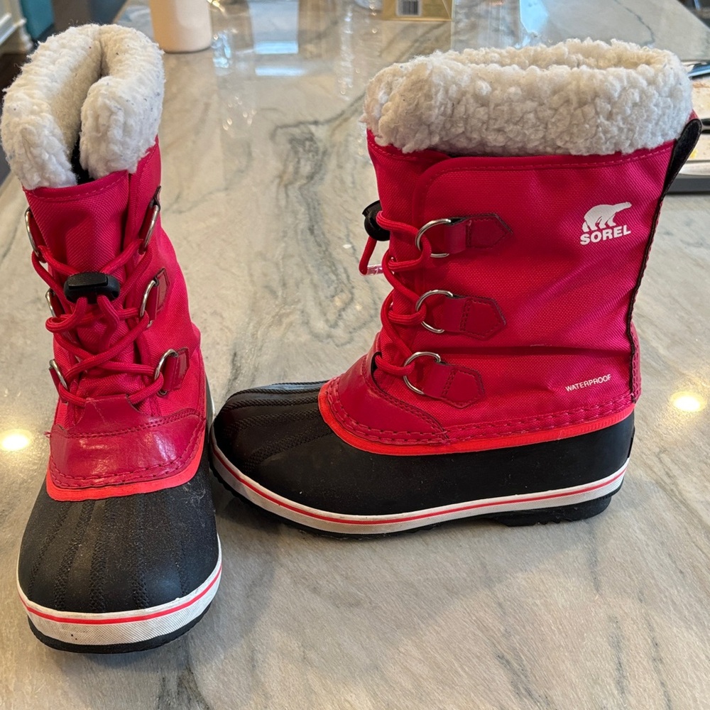 Sorel Pink and Black Waterproof Boots